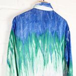 ZARA  Blue Green Watercolor Tie Dye Satin Long Sleeve Button Down cropped XL Photo 4