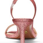 NEW Michael Kors Mila Pixie Pink Fine Glitter Open Toe Kitten Heel Sandal 7.5 Photo 2