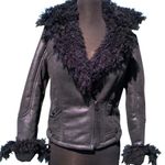 Cache Black Shearling Moto Lined Jacket Front Zipper Sleeve Zippers New NWT $268 Photo 0