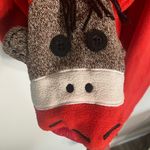 Nick & Nora  Sock Monkey One Piece Footie Fleece Pajamas Sleepwear Size M Red Photo 4