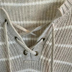 Old Navy striped tan and white coastal knit flare sleeve Photo 8