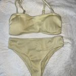 Elegant Light Yellow Ribbed Bikini Set Photo 0