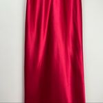 Oscar de la Renta  Red Satin Maxi Slip Dress Sz Medium Lace Mesh Sexy Photo 12