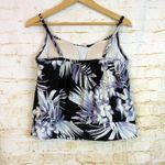 Kona Sol  Blouson Tankini Top Womens L Black Purple White Floral Print Swim Pool Photo 4