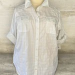 Croft & Barrow WT! Textured White Button Down Pocket Rolled Sleeve Top Size 3X Photo 0