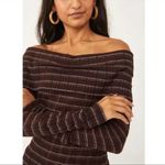 Free People brown snow bunny off the shoulder top M Photo 4