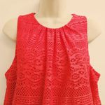 London Times Dress Women Size 12 Red Sleeveless Round Neck Midi Crochet Style Photo 3