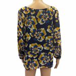 CAbi Lydia Navy Floral Chiffon Blouse Womens Large Photo 5