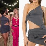 Edikted  Frankie Gray Asymmetrical One Shoulder Ruched Side Top Small Photo 2