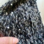 Handmade Hand-knit Gray and Black Beaded Loop Twist Continuous Circular Scarf, one size Photo 7