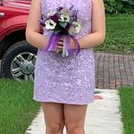 Sherri Hill Purple Lace Short Homecoming Dress Photo 0