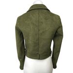 ZARA  Olive Green Suede Asymmetrical Zip Up Crop Moto Biker Jacket Blazer Coat XS Photo 1