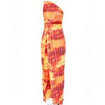 Pretty Little Thing Orange Print Plisse Knotted Split Detail Maxi Dress Photo 4