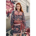 Farm Rio 💕💕 Teal Ainika Charm Long Sleeve Blouse Tropical Floral Print XS NWOT Photo 4