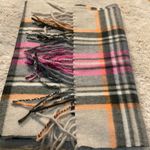 Begg & Co Scarf Plaid Lambswool Angora‎ 13"x68" Fringe Tan Pink Photo 7