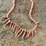 Vintage 90s Hawaii Pink Salmon Puka Shell Branch Necklace Photo 4