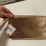 Nordstrom NWT |‎  women’s gold wristlet metallic makeup bag purse zip accessory Photo 0