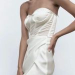 ZARA dress white wedding corset bridal shower mini sleeveless satin lingerie effect Photo 4