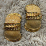 Vtg‎ GAY BOYER Signed Enamel Gold Tone Rope Design Retro Chic NY Earrings Photo 0