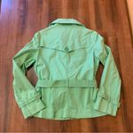 Talbots Trench Coat with Belt 6 Petite Lime Green Yellow Dotted Lining Rain Coat Photo 5