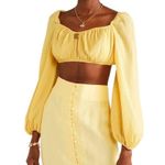 Cult Gaia NWT Off-Shoulder Crop Top Yellow Large Photo 3