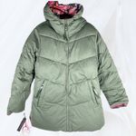 Avec Les Filles Reversible Thermal Hooded Puffer Jacket Paisley Olive XL NEW Photo 3