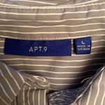 Apt. 9  Button Down Grey Stripped Long Sleeve Top Photo 3