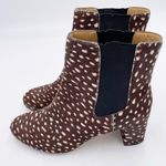 J.Crew Calf Hair Heeled Chelsea Boots Size 9.5 Ankle Bootie Brown Spotted AA523 Photo 3