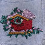 Grandma’s vintage denim shirt with embroidered flowers, birdhouses and birds. Size M Photo 6