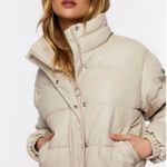 Forever 21 Black Faux Leather Puffer Jacket Photo 2