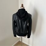 EUC Doma Women's Black‎ Leather Jacket Bomber Elastic Waist, Large Black Photo 9