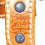 Tony Lama  tan leather tooled belt with silver etched design buckle! New!! Photo 5