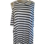 Bellamie blouse loose fit stripes cold shoulder short sleeve cut out Sz large Photo 0