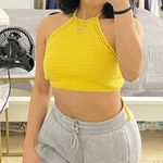 Garage Yellow Crochet Bikini Halter Top Photo 0