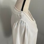 Worthington Long Sleeve Crochet Blouse sz Large White Corporate Chic Retro Boho Photo 3