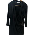 Chico's ‎ Travelers Blouse Long Tunic Size 3 Black 3/4 Sleeve Acetate Stretch Photo 1