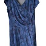 Kuhl Blue Geometric Print Cowl Neck Dress L Organic Cotton Stretch Casual Photo 0