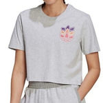 Adidas  Heather Gray Cropped T-Shirt with Colorful Logo Size Large Photo 0