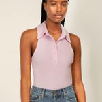 Abercrombie & Fitch Pink Soft A&F Ribbed Polo Sleeveless Bodysuit Photo 0