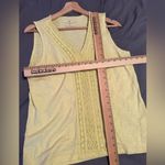 Talbots  Yellow Tank Top vneck Front Lace Detail Womens size medium‎ petite Photo 4