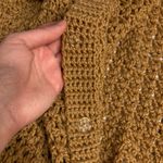 Handmade Womens L Long Brown Crochet Open Knit Oversized Cardigan Boho Granola Photo 6