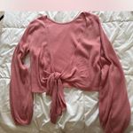 Hollister Pink Ribbed Tie-Front Top Photo 0