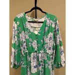 easel Size 1X  Los Angeles Floral Print Tiered Maxi Dress in Green Photo 5