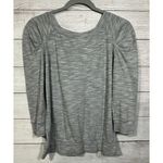 Free People Top Womens Medium Grey Puff Shirred 3/4 Sleeve Pullover Photo 4