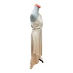 TFNC Bridesmaid satin one shoulder maxi dress with wrap skirt in champagne brown Tan Size 14P Photo 1
