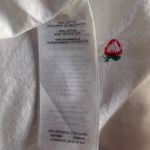 Madewell White Button-Up Shirt Red Strawberries Tie Front Medium Oversized EUC Photo 7