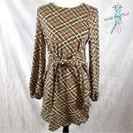 Davi & Dani  tartan plaid tie waist knit dress with pockets size small Photo 1