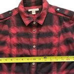 Burberry Brit women’s burgundy black plaid button front shirt size large Photo 3