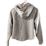Adidas Hoodie Zip-Up Cropped Athletic Grey Sweatshirt Raised Pattern Sz M Active Photo 1
