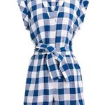 J.Crew NWT  Linen Blend Tie Waist Shorts Romper Blue Gingham Check Size 8 NEW Photo 1